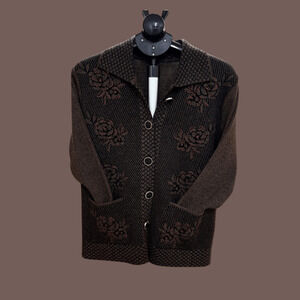 Floral Button-Down Jacket | Brown | Size M | Vintage